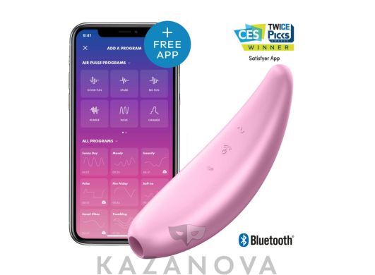 Вакуум-волновой бесконтактный стимулятор клитора Satisfyer Curvy 3+ с вибрацией розовый