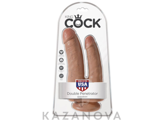 Фаллоимитатор King Cock двойной на присоске из ПВХ