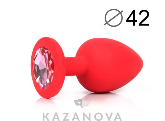 Втулка анальная Sexy Friend из силикона большая красная со светло-розовым стразом 602