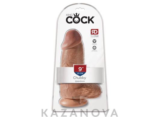 Фаллоимитатор King Cock Chubby реалистичный с мошонкой на присоске из ПВХ 22.9 см