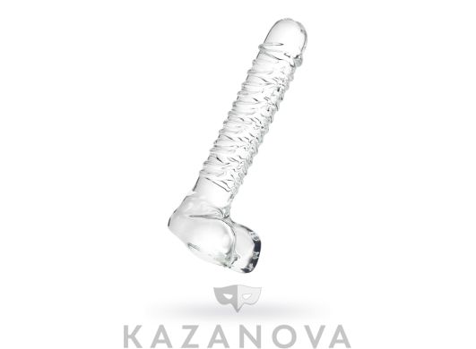 Фаллоимитатор стеклянный Sexus Glass с мошонкой прозрачный 21 см
