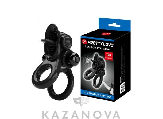 Виброкольцо эрекционное Pretty Love Passionate Ring 10 режимов чёрное