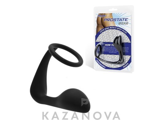 Анальная втулка Blue Line Prostate Gear с кольцом из силикона черная