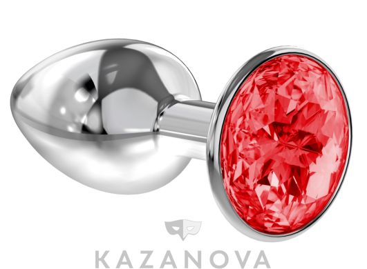Втулка анальная Diamond металлическая малая серебристая с красным кристаллом