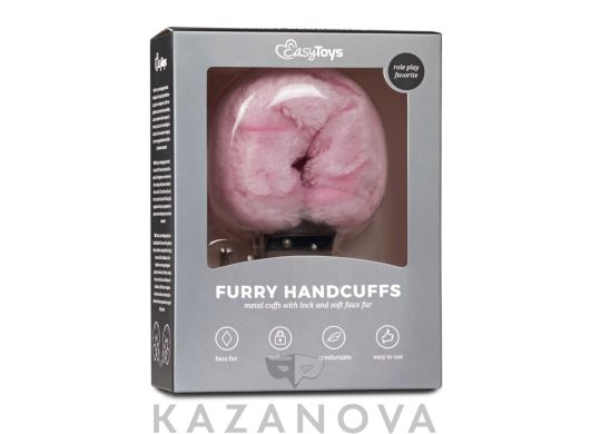 Наручники Easytoys из металла с мехом розовые