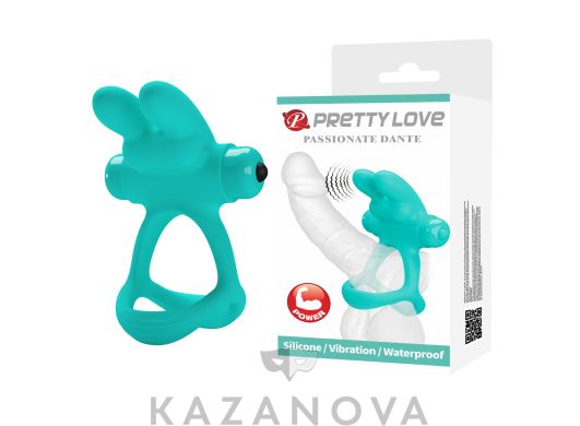 Виброкольцо Pretty Love Passionate Dante из силикона бирюзовое