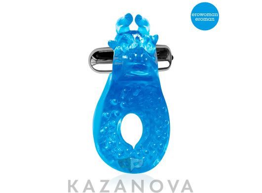 Кольцо для стимуляции клитора Erowoman Eroman Vibe с вибрацией синее