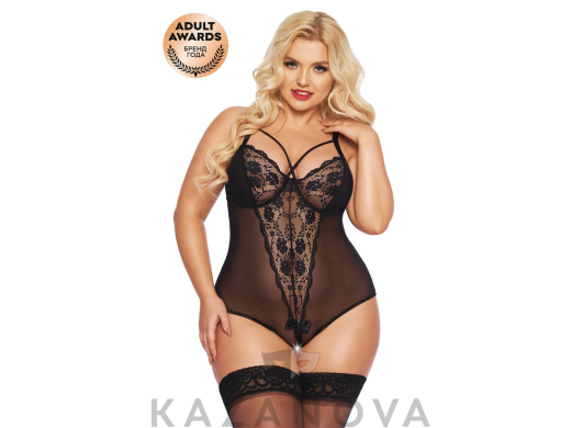 Боди SoftLine Collection Amanda из сетки с цветочным орнаментом