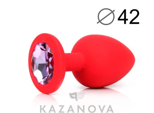 Втулка анальная Sexy Friend из силикона большая красная с лиловым стразом 602