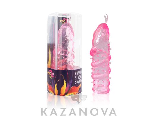 Насадка увеличивающая закрытого типа Crystal Sleeve из TPR розовая 104