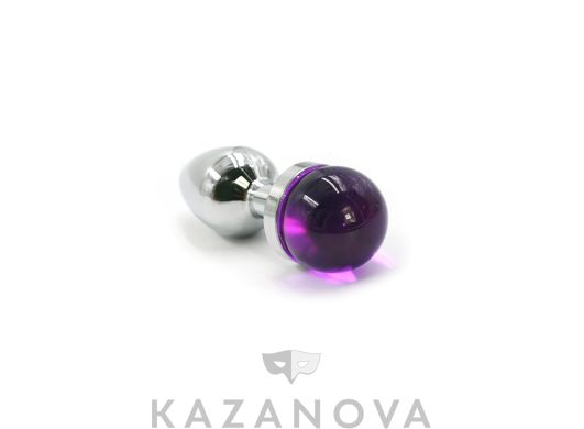 Втулка анальная Kanikule металлическая малая серебристая с фиолетовым кристаллом