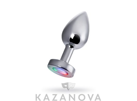 Втулка анальная Toyfa Metal металлическая средняя со светодидами 7,5см